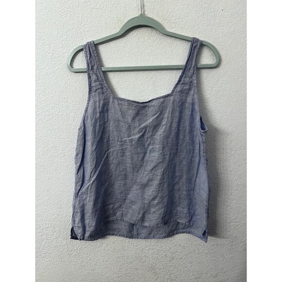 Tahari Light Blue Hemp Sleeveless Tank Top Womens Size Large - Picture 2 of 6